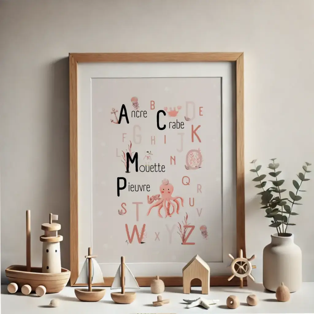 Poster ABC collec "Océan", rose