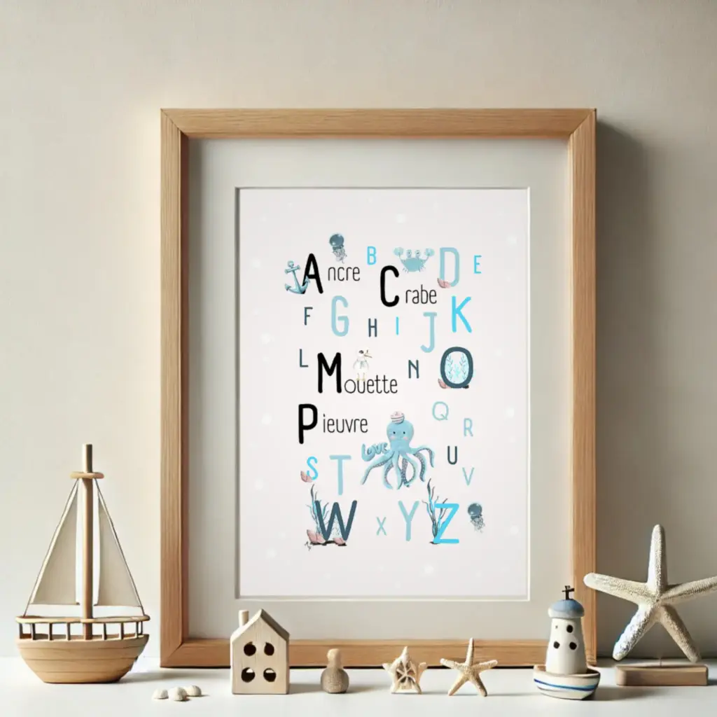 Poster ABC collec "Océan", bleu