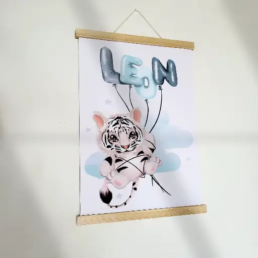 Affiche de naissance personnalisable "Ballons", tigre