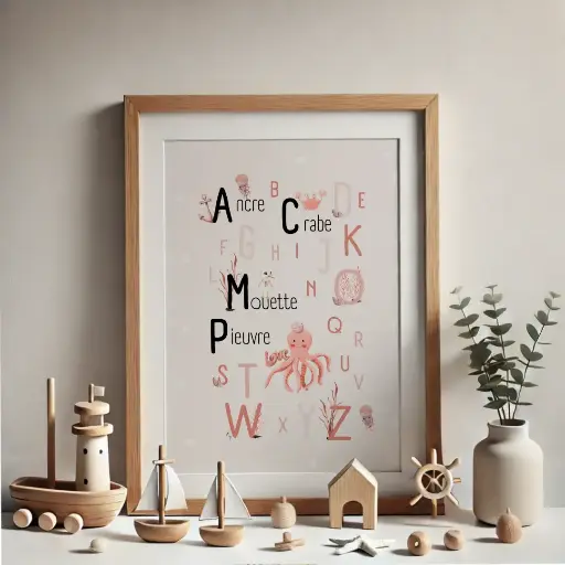 Poster ABC collec "Océan", rose