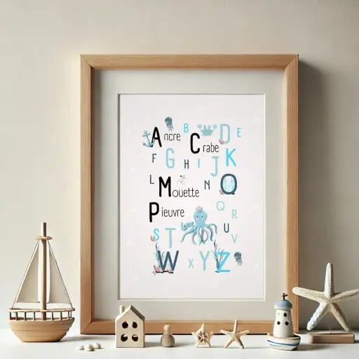 Poster ABC collec "Océan", bleu